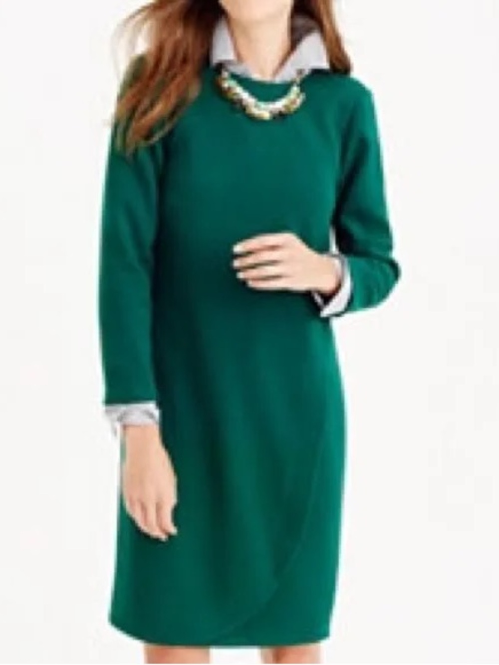 J. Crew Emerald Overlapped Shift Dress